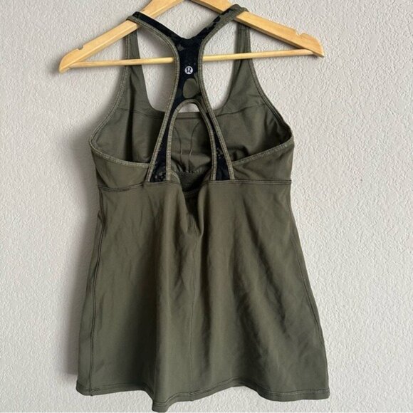 Rare Lululemon Satnam Tank Olive Green Tank Top Size 10 - Picture 5 of 10